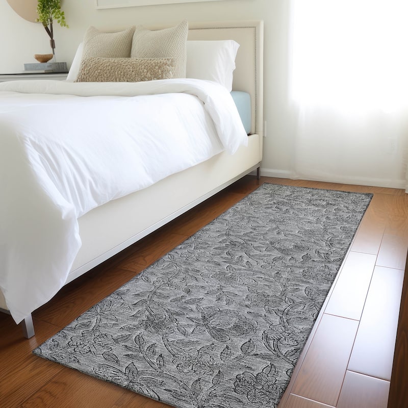 Machine Washable Indoor/ Outdoor Chantille Floral Rug