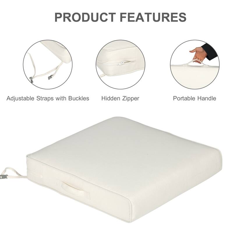 Aoodor Patio Chair Cushions Set of 2, Water Resistant Outdoor Seat Cushions with Handle and Ties, Square Corner Cushions