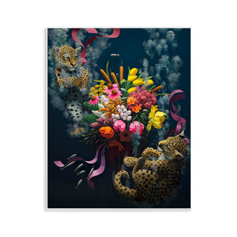 Stupell Bouquet with Leopards Underwater Wall Plaque Art Design By Heather Gauthier - 11 x 14
