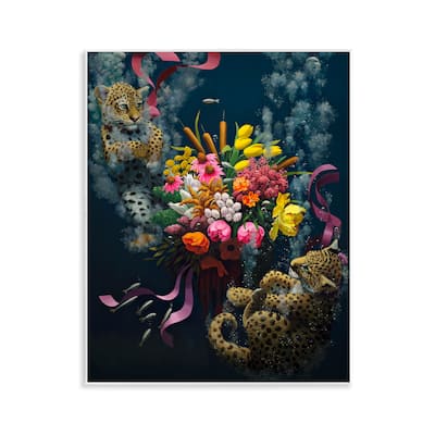 Stupell Bouquet with Leopards Underwater Wall Plaque Art Design By Heather Gauthier