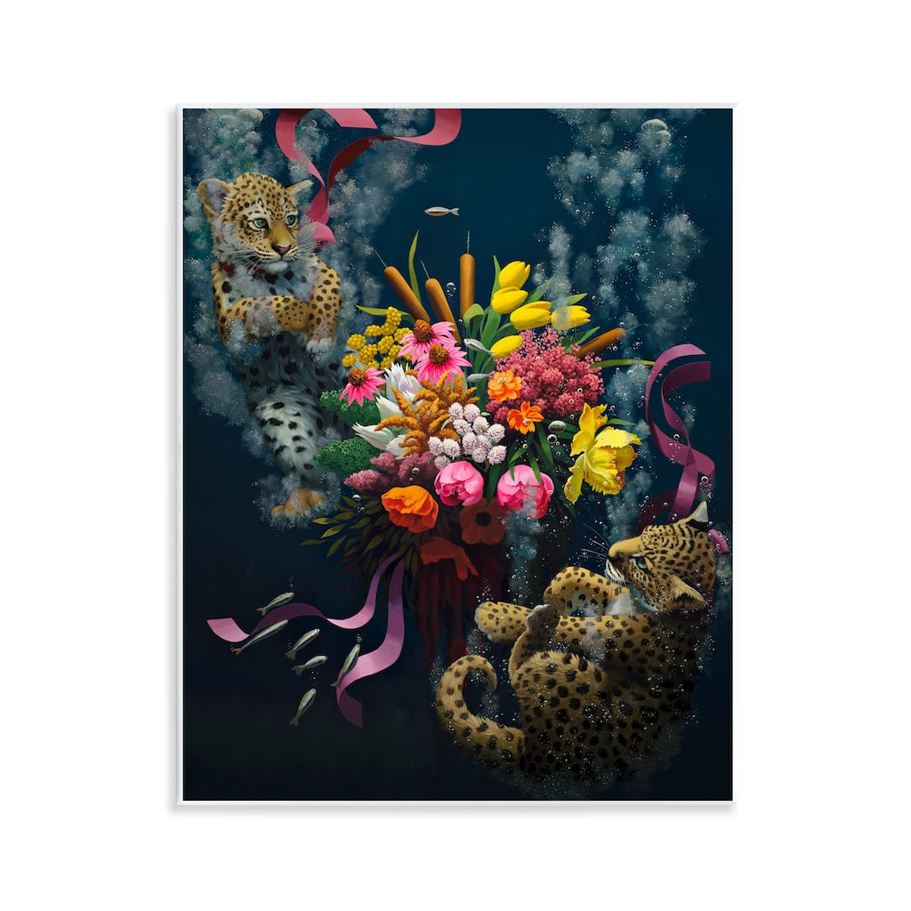 Stupell Bouquet with Leopards Underwater Wall Plaque Art Design By Heather Gauthier