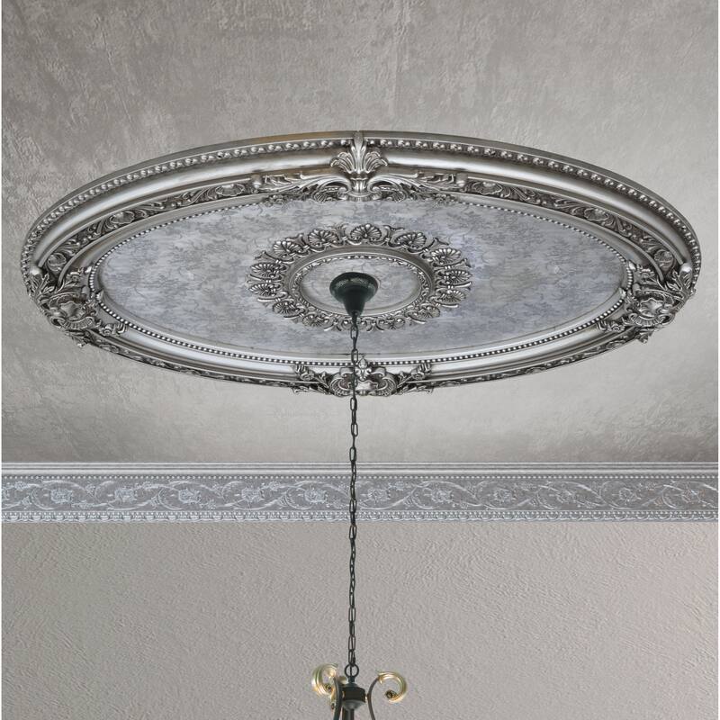 Antique Silver Petite Oval Ceiling Medallion