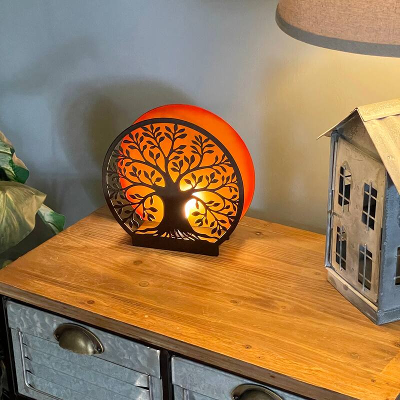 Tree Of Life Metal Accent Light - 8" Plug-In Table Lamp - 8 X 8 X 2 inches