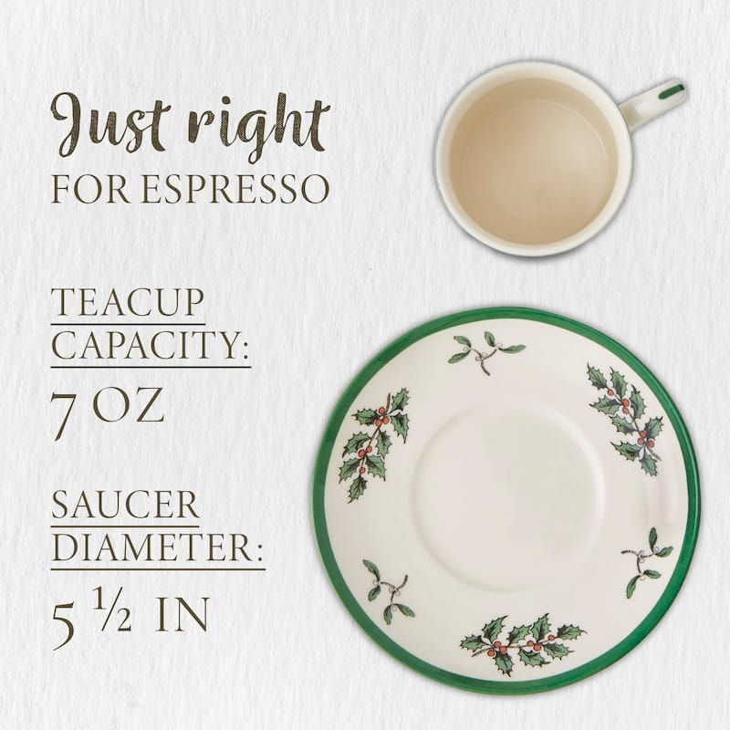 Spode Set of 4 Christmas Tree Espresso Cup and Saucer - 3 oz