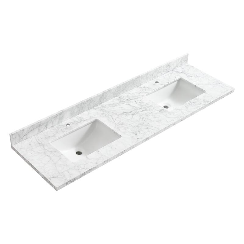 Zevio Natural Marble Vanity Top in Carrara White with Ceramic Sink