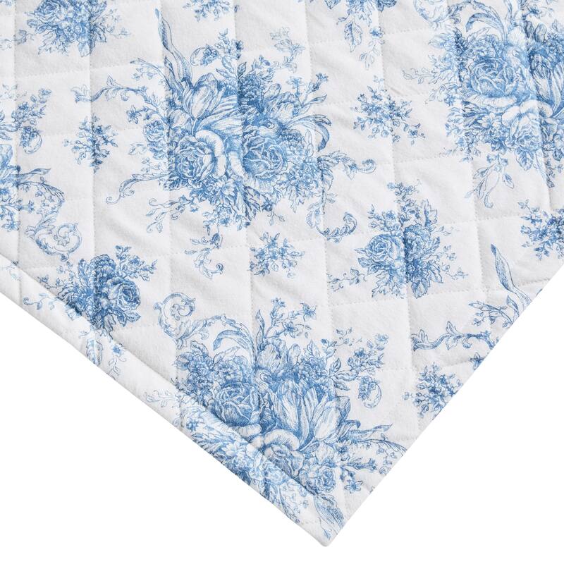 All Cotton Flannel Petit Floral Quilt Set Light Blue - King - 3 Piece