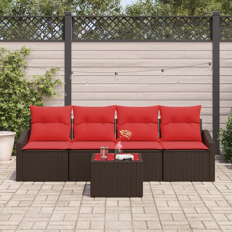 vidaXL 5 Piece Garden Sofa Set with Cushions - 91.7×24.4×27.2