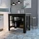 Brooklyn Contemporary Kitchen Island with Shelves - Black Wengue