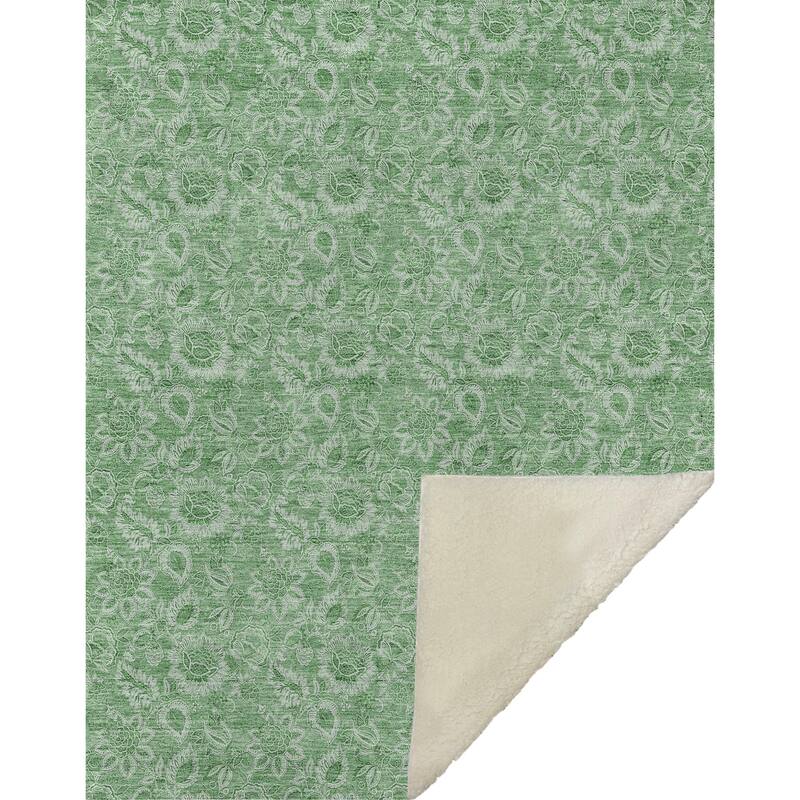 Premium Machine Washable Floral Sherpa Throw Blanket