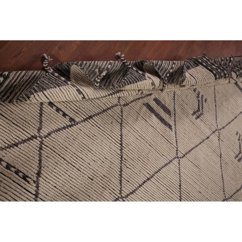 Trellis Moroccan Large Area Rug Hand-Knotted Wool Carpet - 11'4"x 15'6"