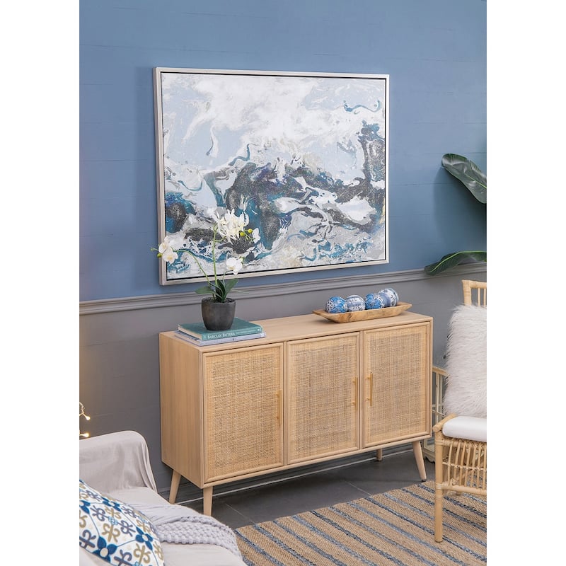 47.2x35.4" Cerulean Seas Framed Hand-painted Wall Art, Wall Décor for Living Room Dining Room Bedroom Office Entryway
