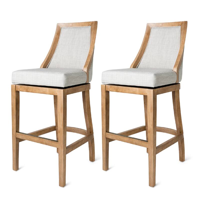 Maven Lane Vienna Swivel Kitchen Stool - Set of 2 - Weathered Oak - Bar Height