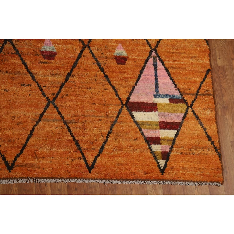 All-Over Trellis Moroccan Oriental Large Rug Handmade Wool Carpet - 10'1" x 14'1"