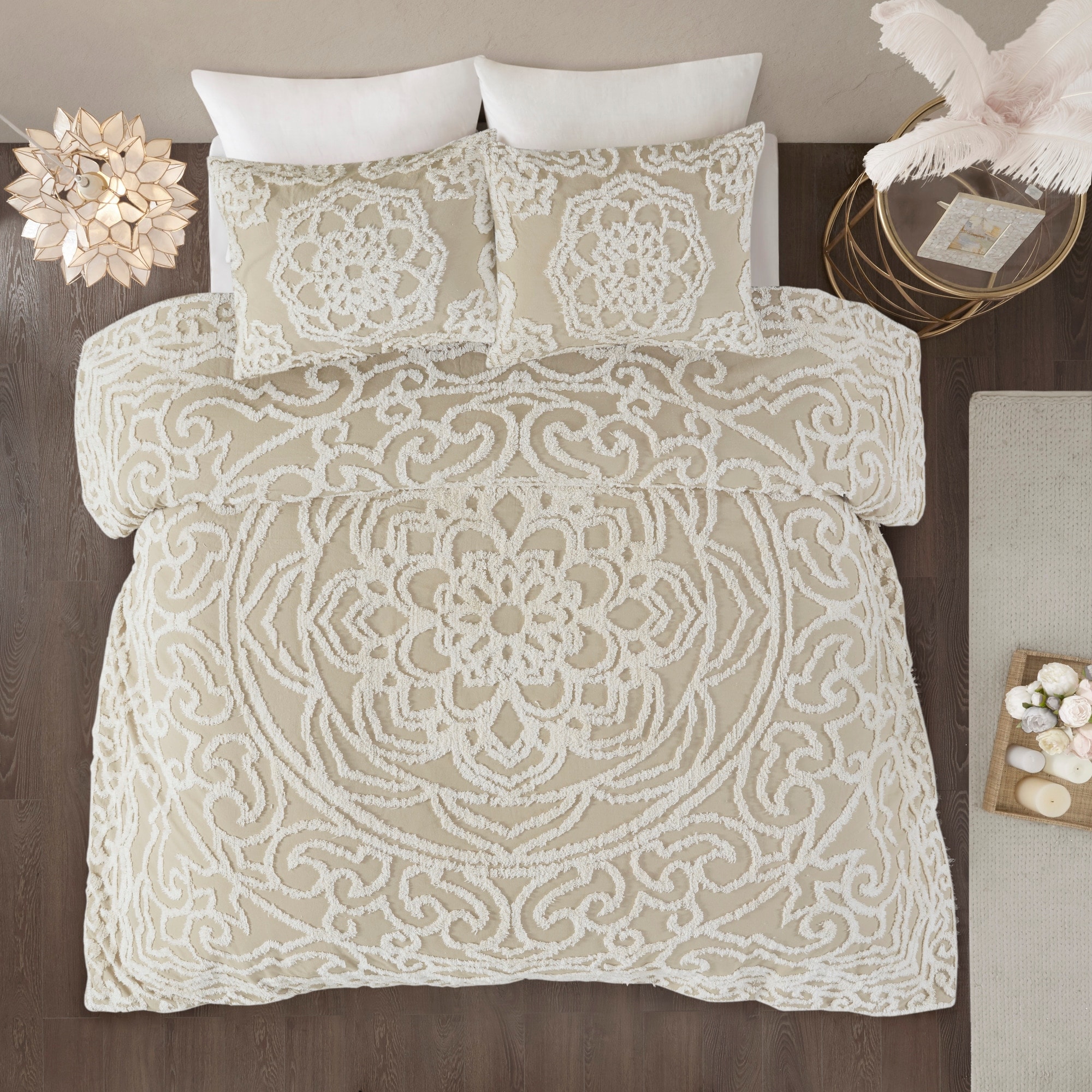 Madison Park Laetitia Tufted Cotton Chenille Medallion Duvet Cover Set