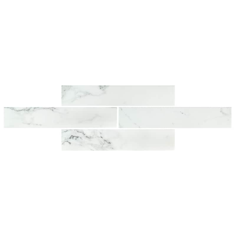 Merola Tile Tinos White 3-1/8" x 17-3/8" Porcelain Floor and Wall Tile