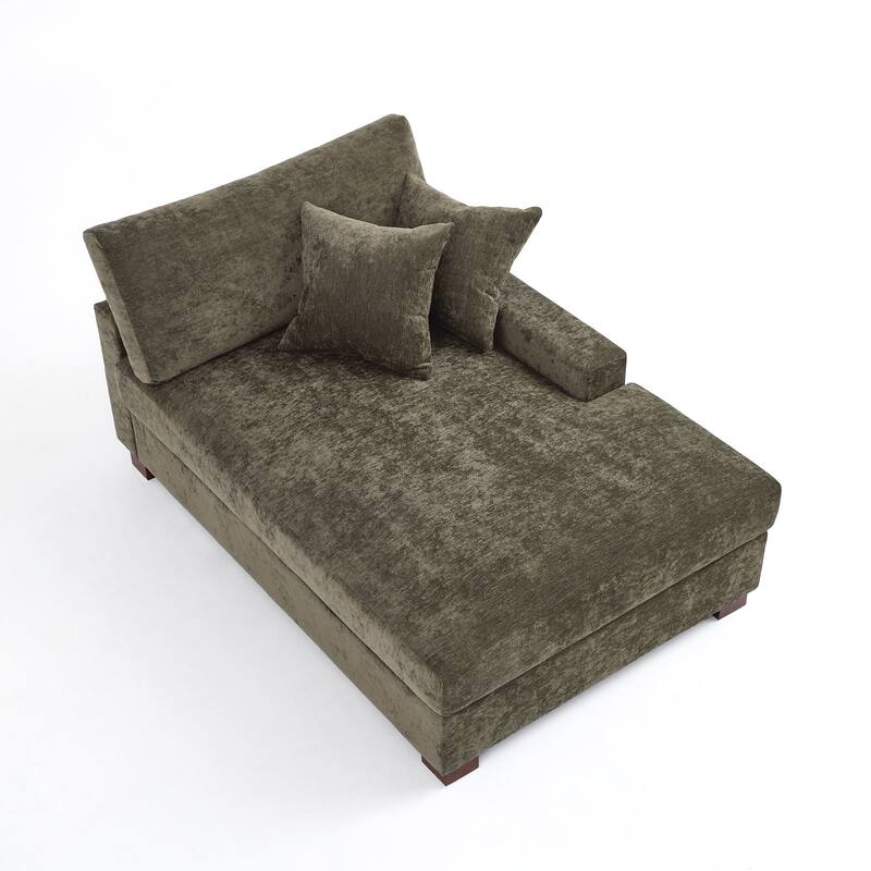 40.8"W Modern Chenille Upholstered Chaise Lounge with Pillow