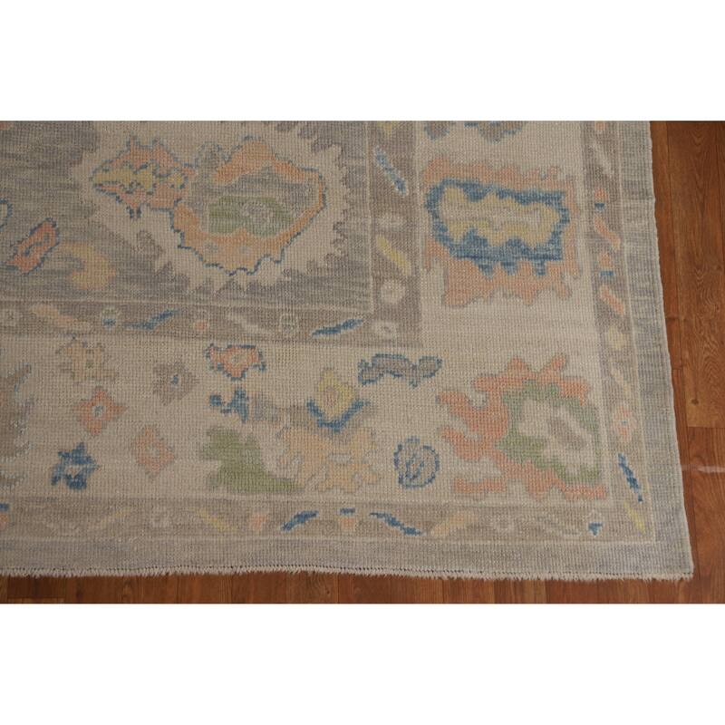 Hand Knotted Oriental 100% Wool Carpet Transitional All-Over Greys & Charcoal Oushak Area Rug - 9' 8'' X 7' 10''