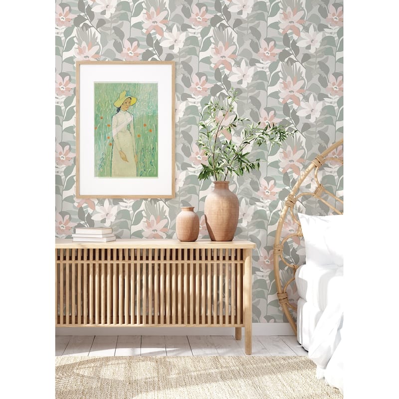 A-Street Prints Koko Grey Floral Wallpaper