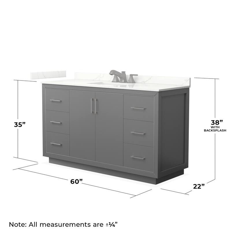 Wyndham Collection WCF111160S-QTZ-US3MXX Icon 60" Free Standing Single
