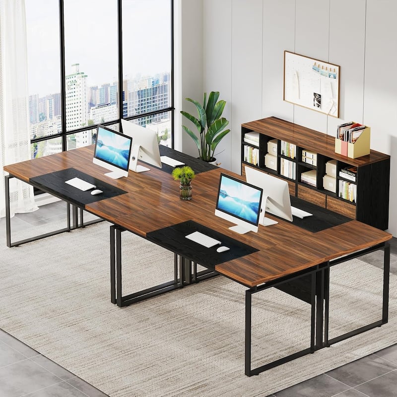 63" L-Shaped Executive Desk Reversible File Cabinet Combo, Office Computer Desk Set with Storage Drawers
