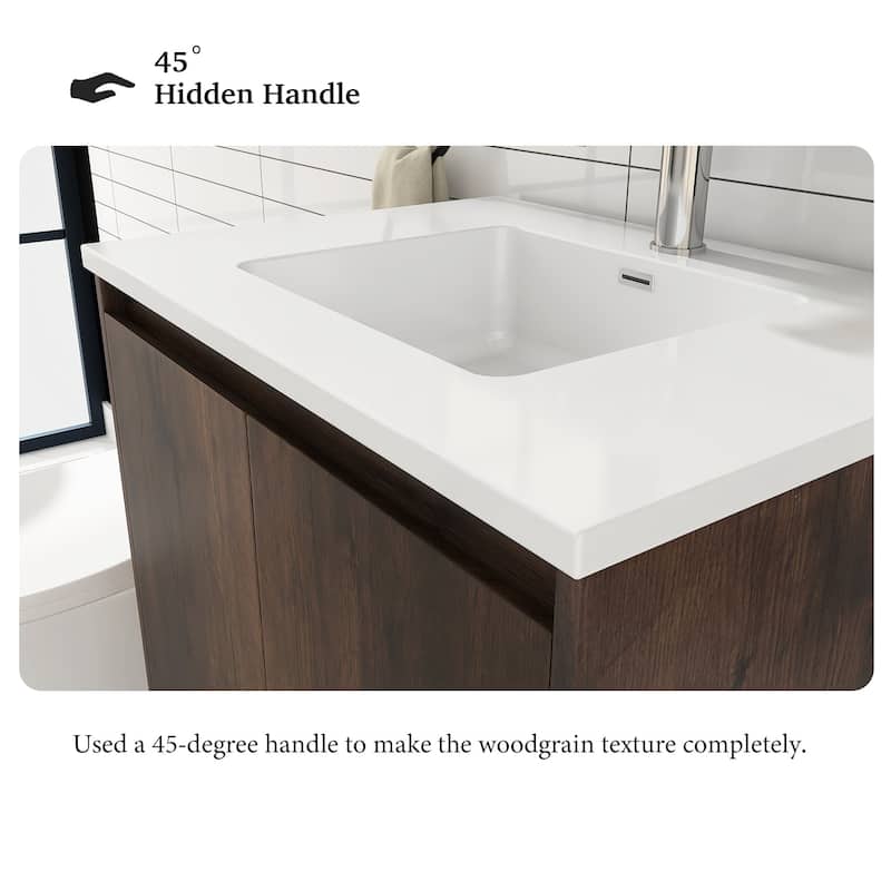 24-inch Freestanding Bath Vanity with White Cultured Mable Top