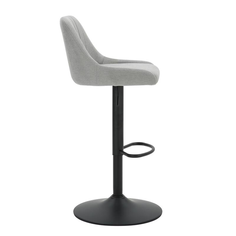 Modern Fabric and Metal Adjustable Air-Lift Stool with Swivel, Set of 4 - Grey and Black