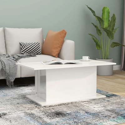 vidaXL Coffee Table High Gloss White 40.2"x21.9"x15.7" Chipboard