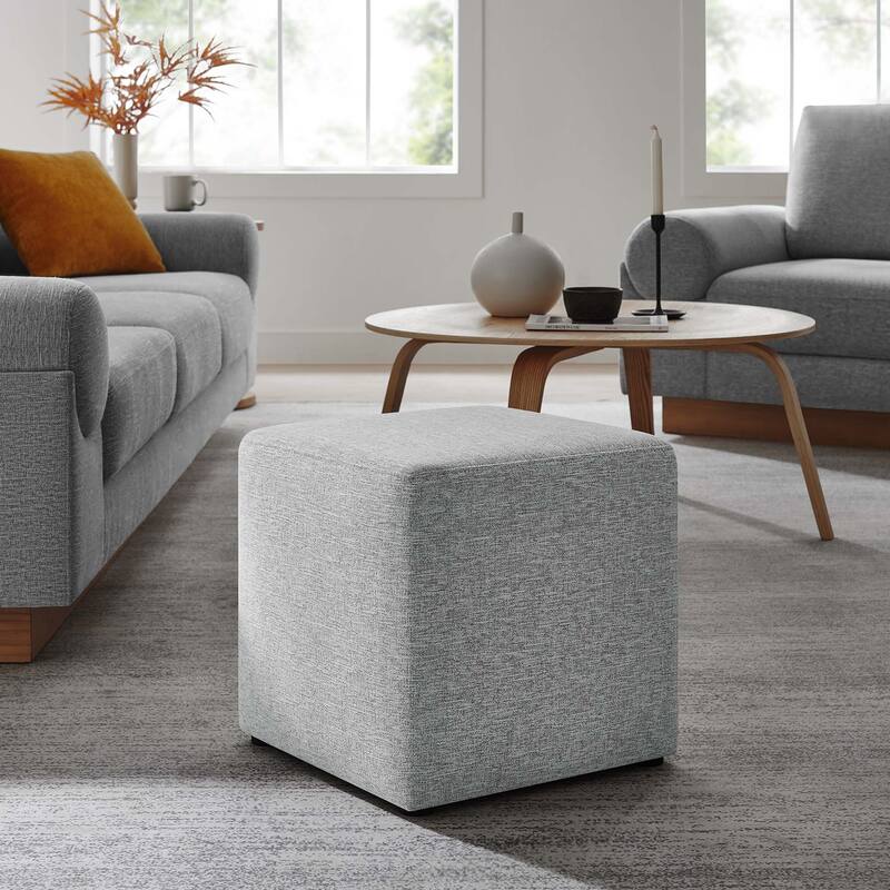 Callum 17"/28" Square Woven Heathered Fabric Upholstered Ottoman - 17"W x 17"L x 16"H - Heathered Weave Light Gray