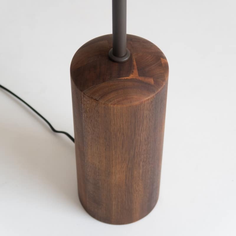 Brightech Oren LED Walnut Brown Wood Midcentury Super Bright Floor Lamp with Cream Cotton Drum Shade