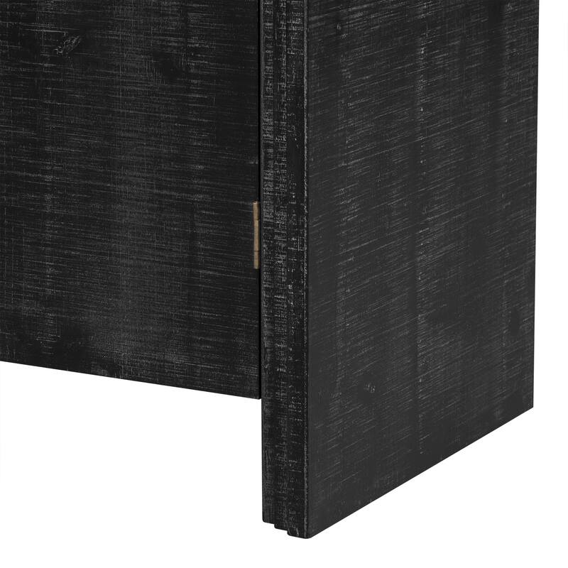 Anmytek Retro Minimalist Curved Sideboard Adjustable Shelves Gold Handles Antique Black