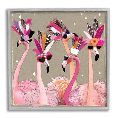 Stupell Fancy Pants Flamingos Framed Giclee Texturized Art, 12 x 1.5 x 12, Made in USA