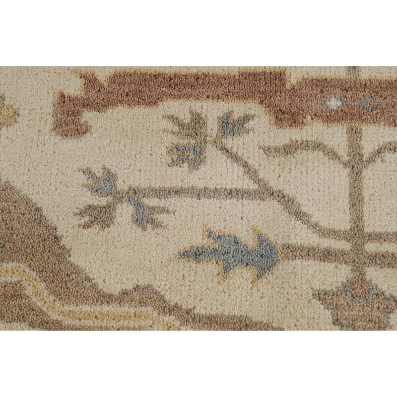 Earth Tone Oushak Indian Area Rug Hand-Knotted Wool Carpet - 8'3" x 9'8"