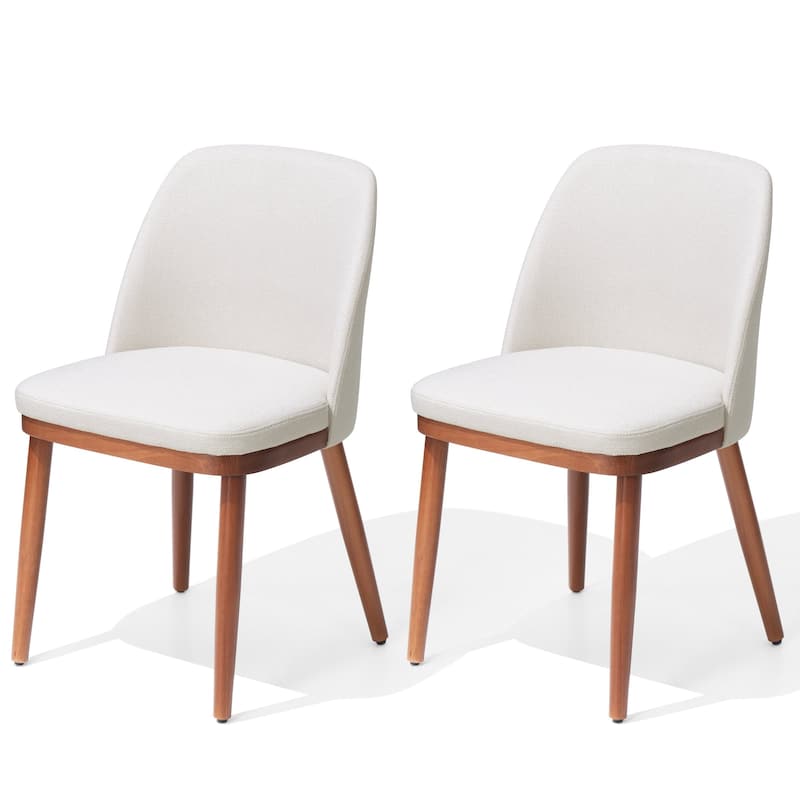 Crestlive Products Upholstered Wood Dining Chairs with Wood Legs - Beige - 2PC