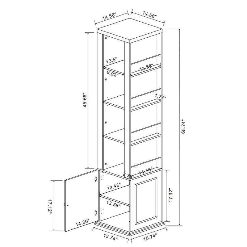 360掳 Rotating Storage Cabinet with Full-Length Mirror, Hooks & Shelves, Swivel Organizer for Entryway, Living Room