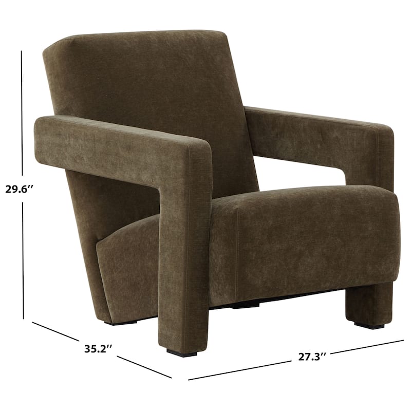 SAFAVIEH Couture Taylor Modern Velvet Accent Chair - 27Wx35Dx30H - Dark Olive Green