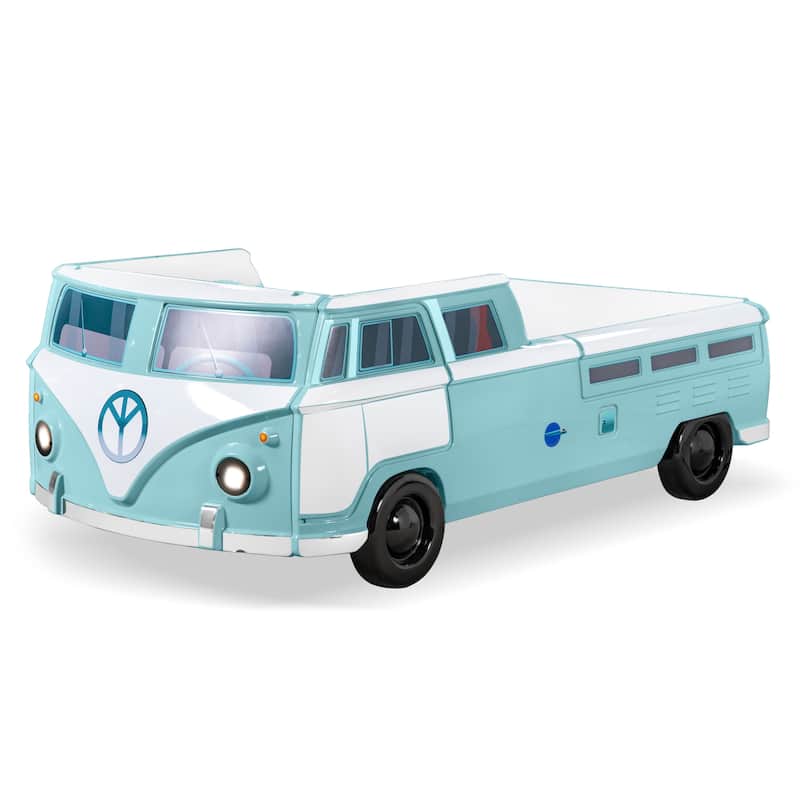 Furniture of America Bobby Novelty Twin Peace Bus Kid Platform Bed with LED Headlights and Sound Functions