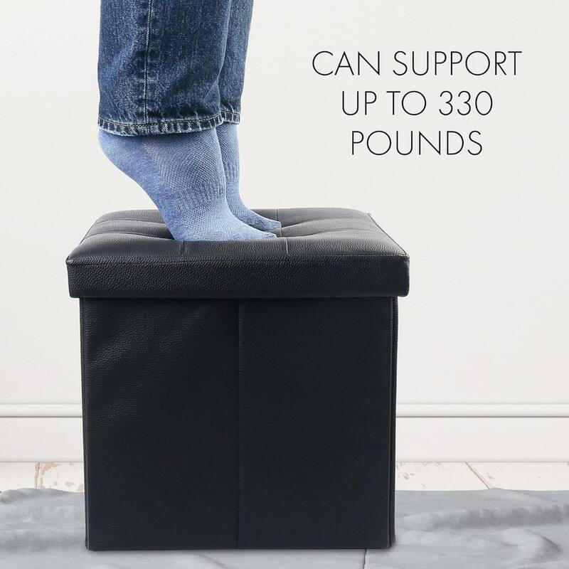 2 Pack Black Footrest Ottoman with Lid