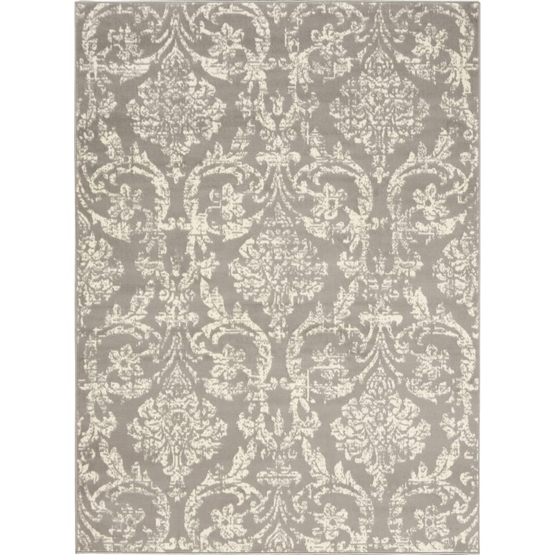 Nourison Jane Farmhouse Vintage Indoor only Damask Area Rug - 6' x 9' - Grey