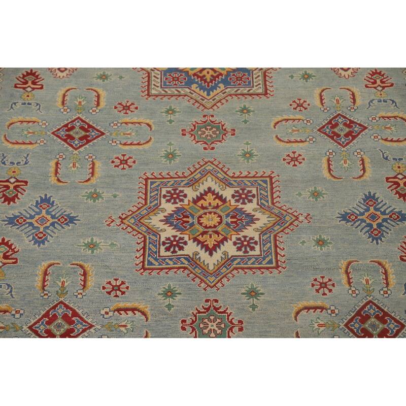 Light Blue Kazak Oriental Rug Hand-Knotted Living Room Wool Carpet - 9'9"x 12'8"