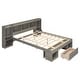 preview thumbnail 8 of 7, Queen Size Solid Pine Wood Platform Kids Bed Frame with Multi-Storage Headboard, Large Drawer, and Open Shelves, Grey