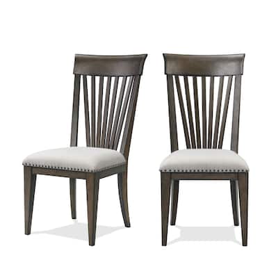 2 Piece Nailhead Upholstered Dining Chairs with Backrest, Upholstered, Tapered Legs for Dining Room Kitchen Bedroom Living Room