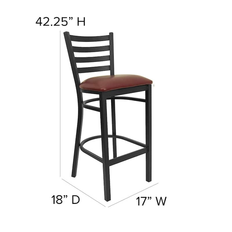 Ladder Back Metal Restaurant Barstool - 17"W x 18"D x 42.25"H