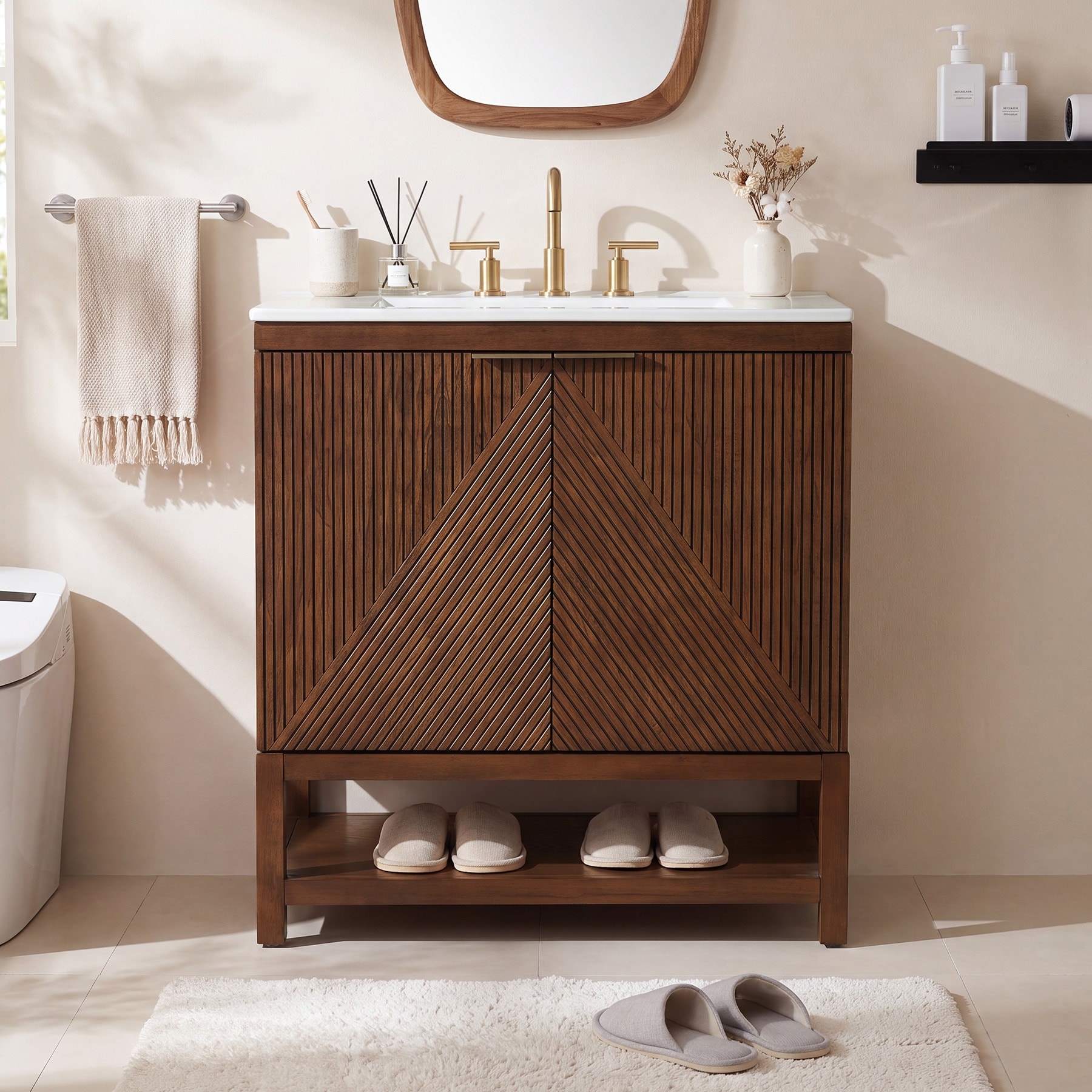 36" Solid Wood Bathroom Vanity with Ceramic Sink