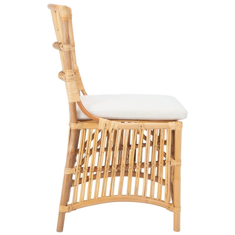 SAFAVIEH Patty Rattan Accent Chair with Cushion (Set of 2) - 19.7" W x 22.1" L x 35.4" H - 20Wx22Dx35H