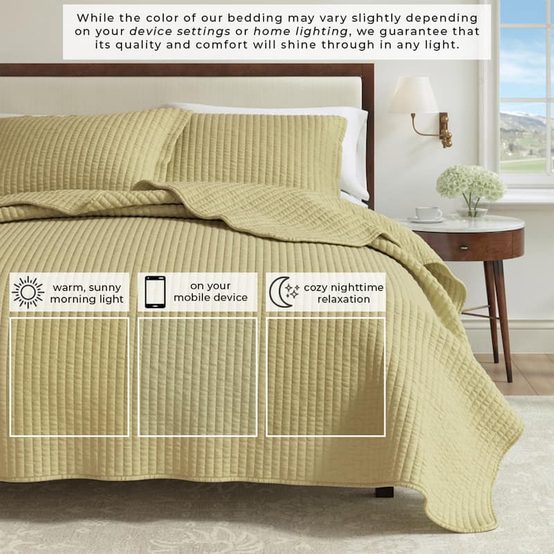 Linery & Co. Detailed Channel Stitch Microfiber Quilt Set With Shams.