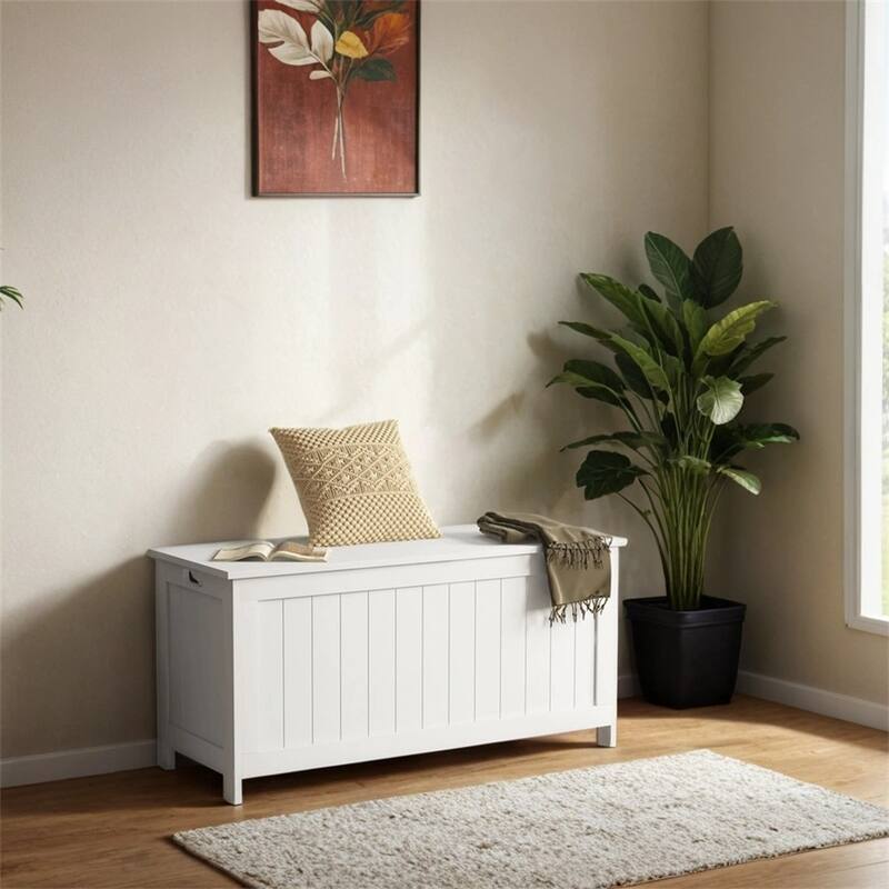 39.4" Storage Chest with 2 Safety Hinges,Wooden Box