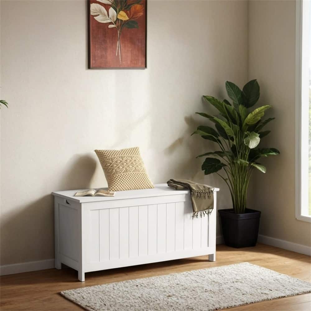 39.4" Storage Chest with 2 Safety Hinges,Wooden Box