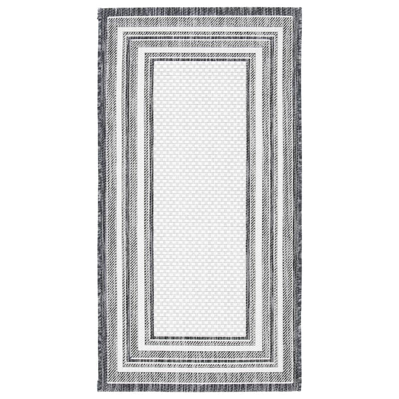 SAFAVIEH Courtyard Vickie Indoor/ Outdoor Waterproof Patio Backyard Rug - 2'3" x 4' - Ivory/Black