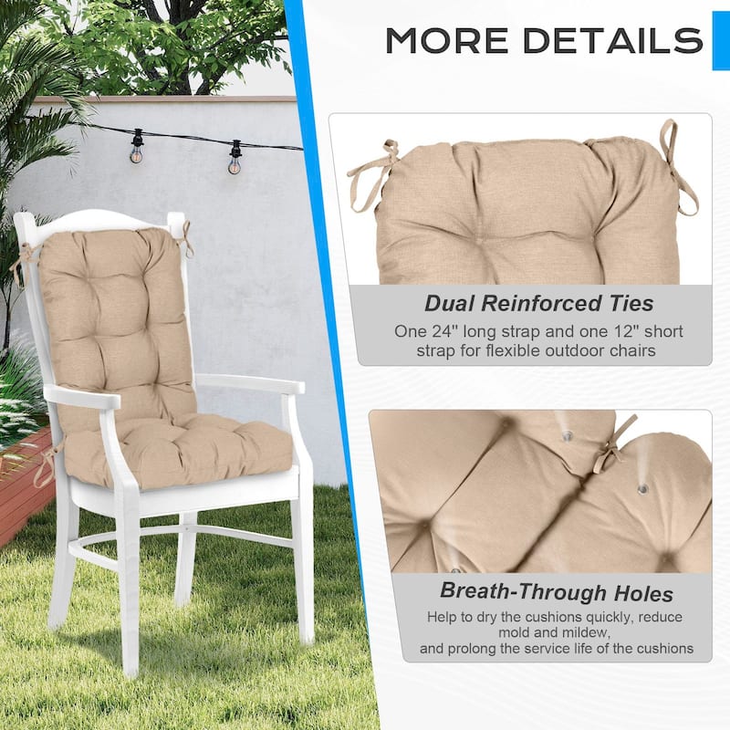 Aoodor Outdoor 42"x 20" x5" Tufted Back Cushions Patio Replacement Chair Cushion, Set of 2