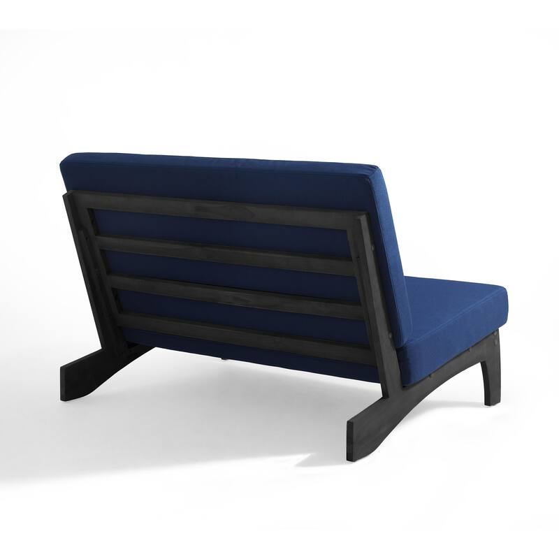 4 Piece Outdoor Wood Loveseat Chair Conversation Set with Cushion